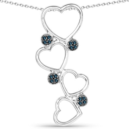 0.08 ct. Genuine Blue Diamond .925 Sterling Silver Pandent