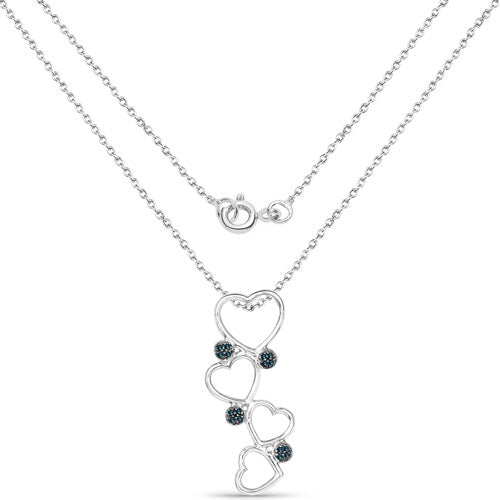 0.08 ct. Genuine Blue Diamond .925 Sterling Silver Pandent