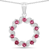 1.30 Carat Genuine Pink Tourmaline and White Topaz .925 Sterling Silver Pendant