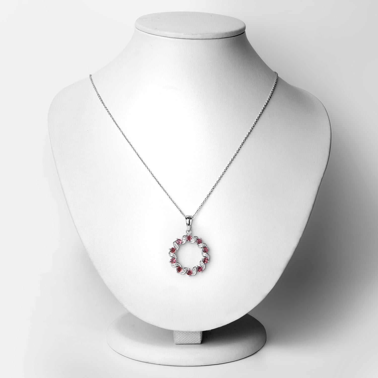 1.30 Carat Genuine Pink Tourmaline and White Topaz .925 Sterling Silver Pendant