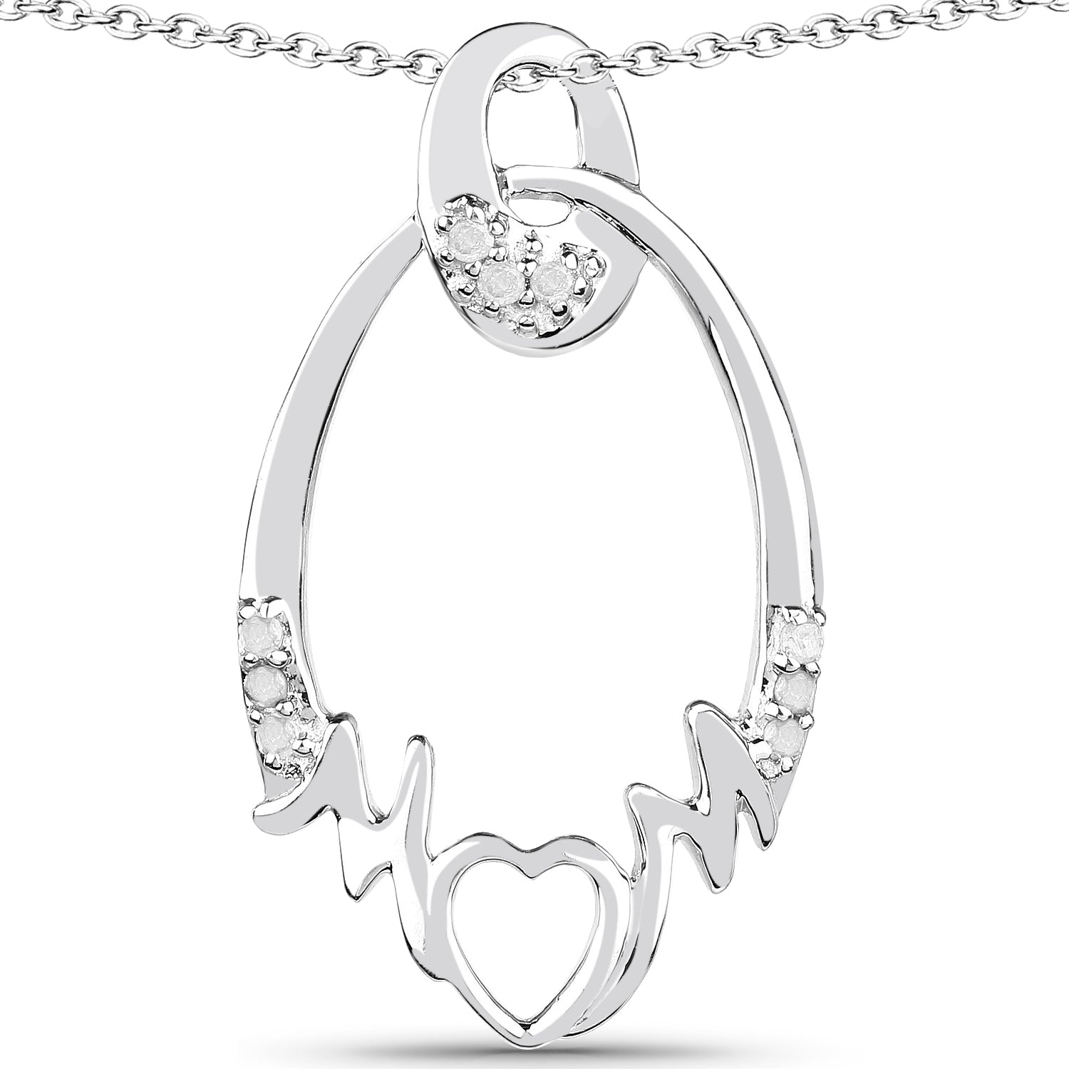 0.14 Carat Genuine White Diamond .925 Sterling Silver Pendant