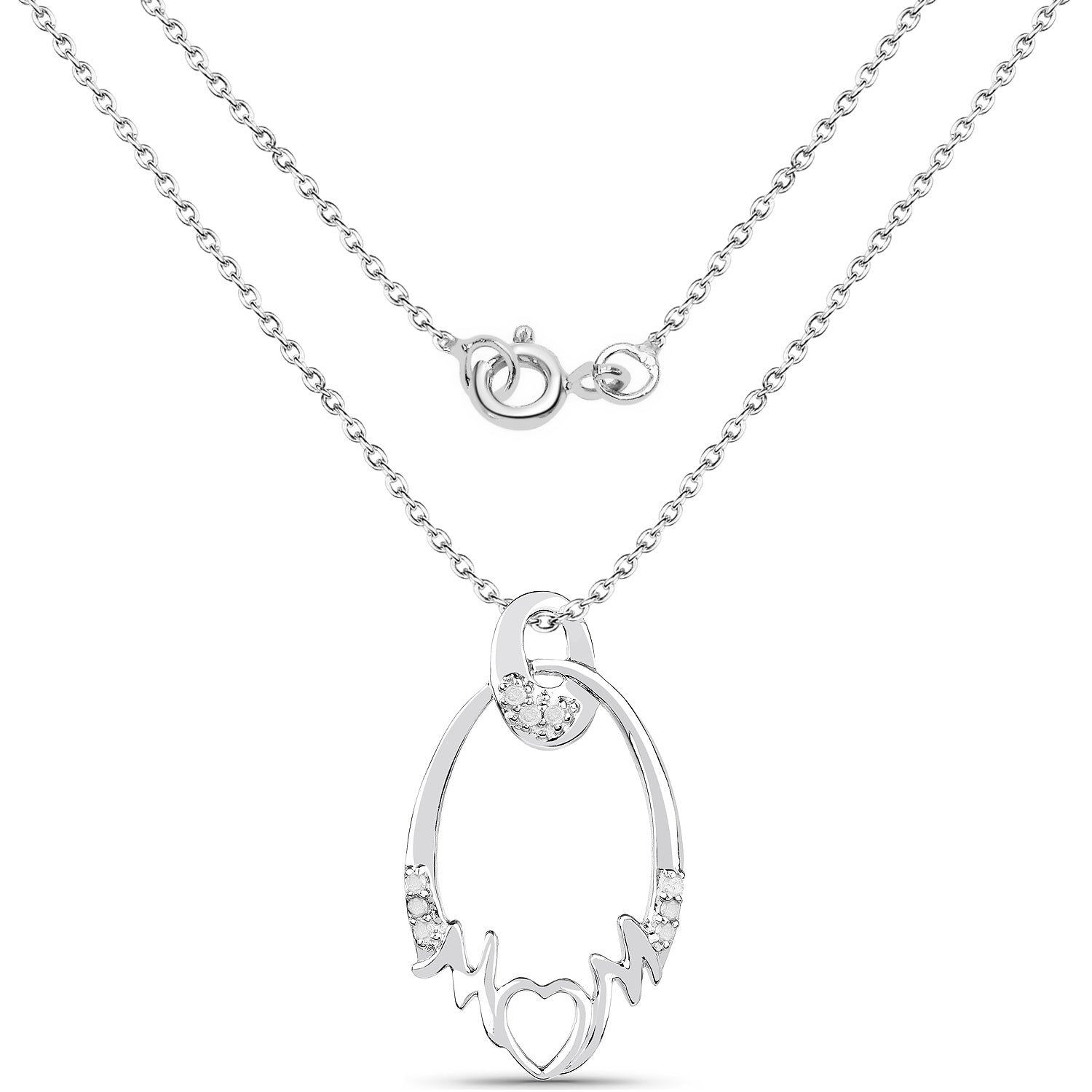 0.14 Carat Genuine White Diamond .925 Sterling Silver Pendant