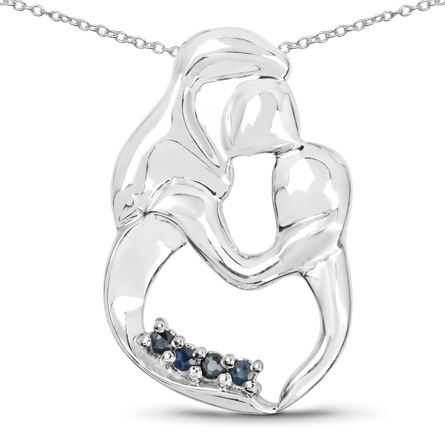 0.18 Carat Genuine Blue Sapphire .925 Sterling Silver Pendant