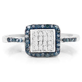 0.26 Carat Genuine Blue Diamond and White Diamond .925 Sterling Silver Ring