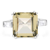 11.45 Carat Genuine Lemon Quartz and White Topaz .925 Sterling Silver Ring