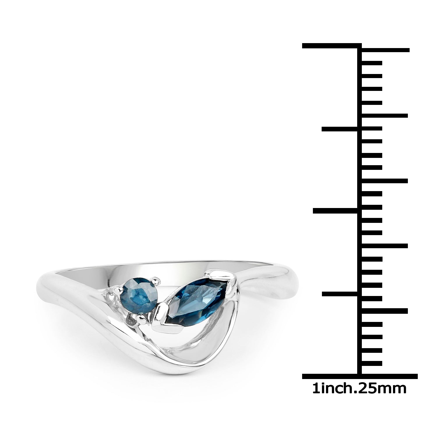 0.36 ct. Genuine Blue Sapphire .925 Sterling Silver Ring for women