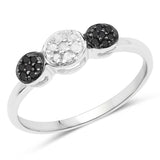 0.15 ct Genuine White Diamond and Black Diamond .925 Sterling Silver Ring