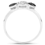 0.15 ct Genuine White Diamond and Black Diamond .925 Sterling Silver Ring