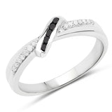 0.15 ct Genuine White Diamond and Black Diamond .925 Sterling Silver Ring