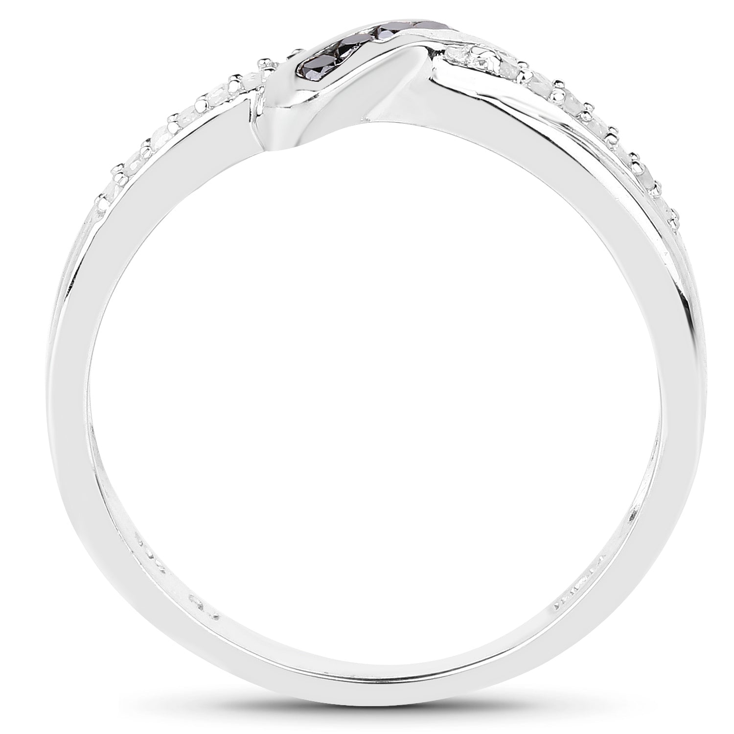 0.15 ct Genuine White Diamond and Black Diamond .925 Sterling Silver Ring