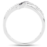 0.15 ct Genuine White Diamond and Black Diamond .925 Sterling Silver Ring