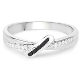 0.15 ct Genuine White Diamond and Black Diamond .925 Sterling Silver Ring