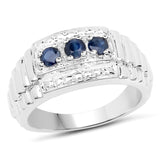 0.36 ct. Genuine Blue Sapphire .925 Sterling Silver Ring for women