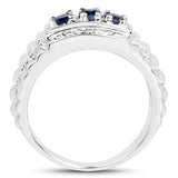 0.36 ct. Genuine Blue Sapphire .925 Sterling Silver Ring for women
