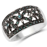 0.33 Carat Genuine Blue Diamond .925 Sterling Silver Ring