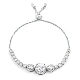 Adjustable Plated Graduated CZ Bolo Style Tennis Bracelet