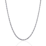 3.0mm 14k White Gold Solid Diamond Cut Rope Chain