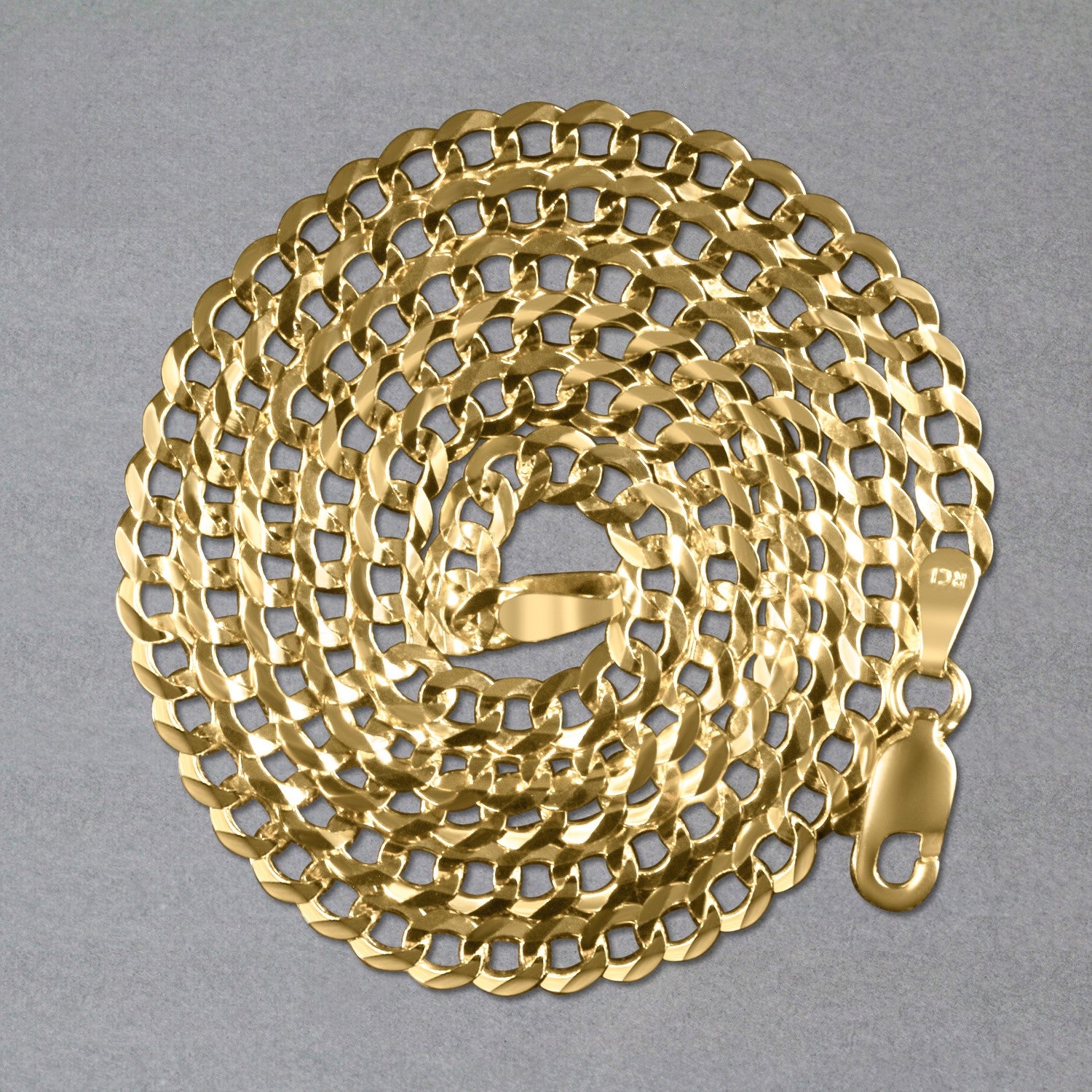3.6mm 14k Yellow Gold Solid Curb Chain