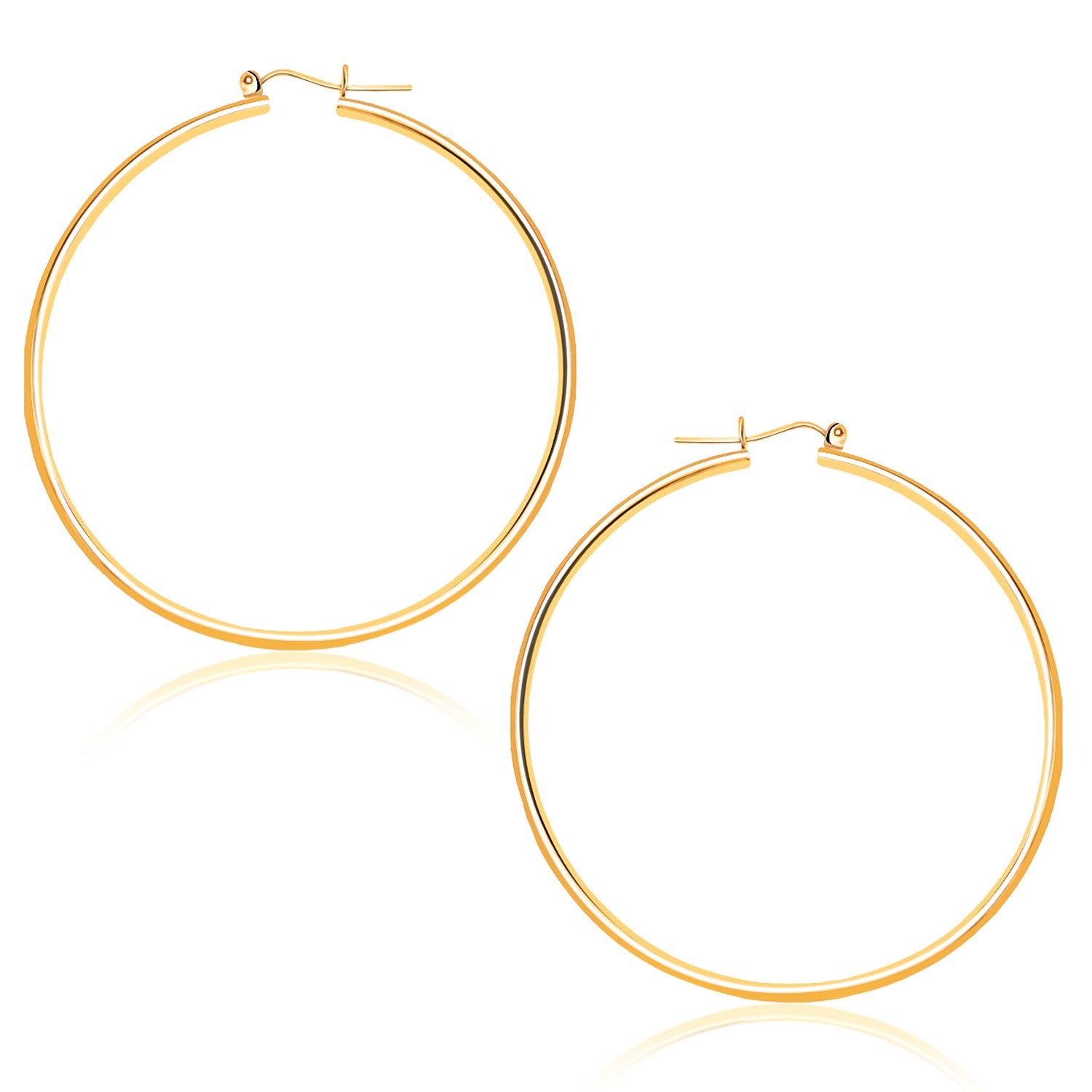14k Yellow Gold Polished Hoop Earrings (45  mm)