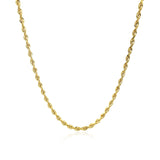 2.5mm 10k Yellow Gold Solid Diamond Cut Rope Chain