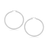 14k White Gold Polished Hoop Earrings (30  mm)