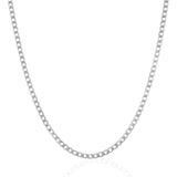 Rhodium Plated 3.0mm Sterling Silver Curb Style Chain
