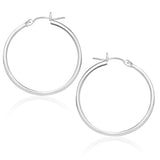 10 k White Gold Polished Hoop Earrings 25 mm