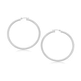 10k White Gold Polished Hoop Earrings (30 mm)