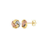Love Knot Post Earrings in 14k Tri Color Gold