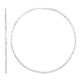Sterling Silver Large Textured Round Hoop Earring