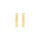 14k Yellow Gold Textured Bar Earrings
