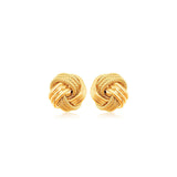 10k Yellow Gold Love Knot with Ridge Texture Earrings