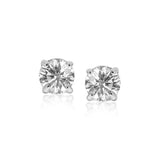 Sterling Silver Stud Earring with White Hue Faceted Cubic Zirconia