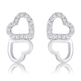 .17 Ct Melded Hearts and CZ Stud Earrings