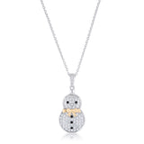 .35 ct CZ Two-Tone Snowman Pave Holiday Pendant