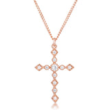Dainty Art Deco Plated CZ Cross Pendant