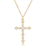 Dainty Art Deco Plated CZ Cross Pendant