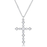 Dainty Art Deco Plated CZ Cross Pendant