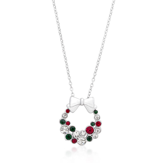 Holiday Wreath Crystal Pendant