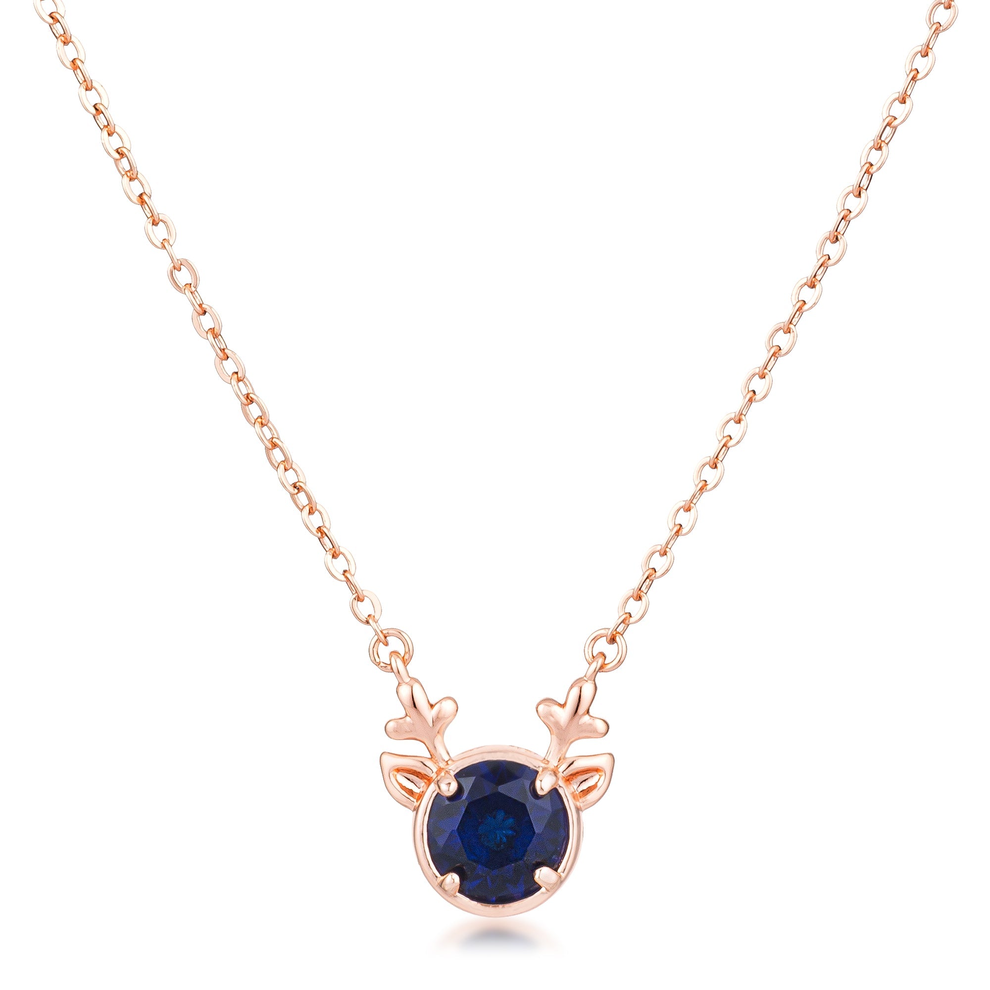 Reversible CZ Reindeer Pendant