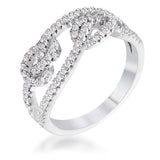 1.15Ct Plated CZ Pave Double Knot Ring