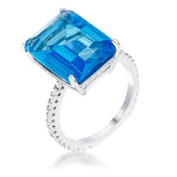 15Ct Plated Emerald Cut Pave Ring