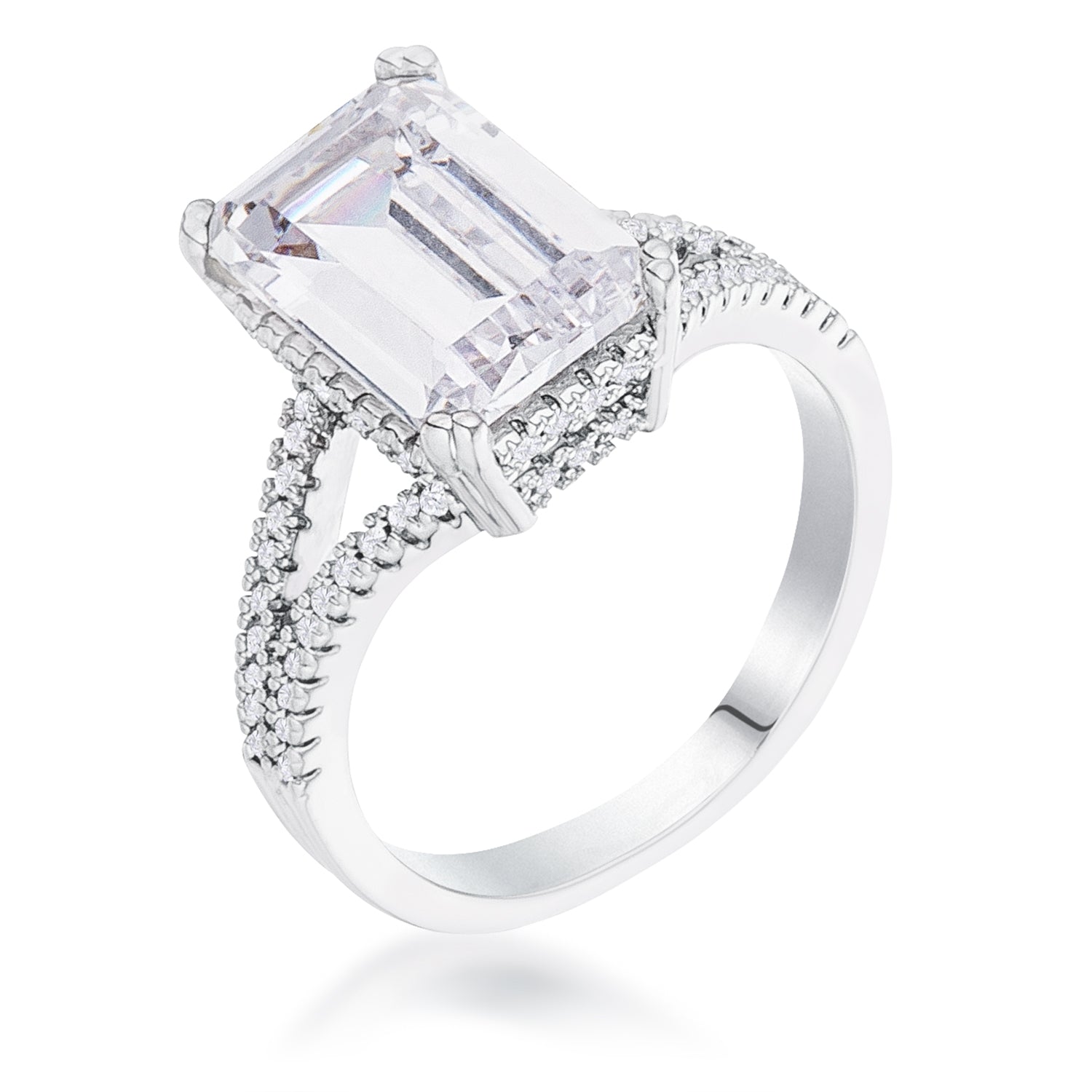 6.75Ct Plated Emerald Cut Wishbone Ring