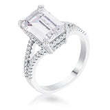 6.75Ct Plated Emerald Cut Wishbone Ring