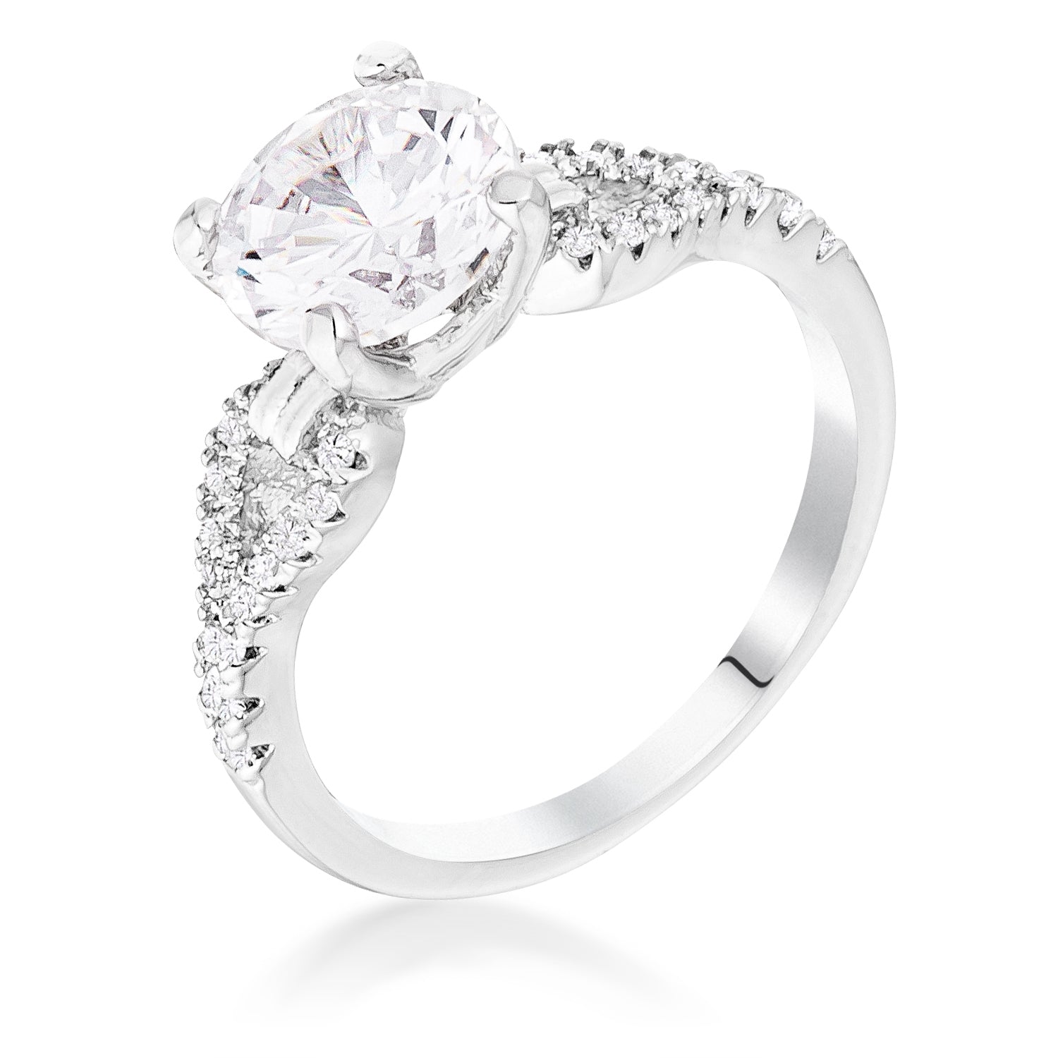 2.11Ct Round Cut CZ Petite Ribbon Engagement Ring
