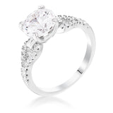 2.11Ct Round Cut CZ Petite Ribbon Engagement Ring