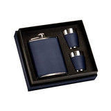 Navy Leatherette Flask & Stainless Steel Shot Glass Set by Creative Gifts
