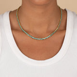 Turquoise CZ Bezel Tennis Necklace by By Adina Eden