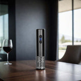 Black Rechargeable Wine Opener with Stainless Steel Corkscrew by Creative Gifts