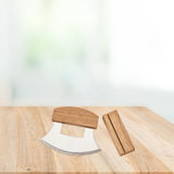 Stainless Steel Ulu Knife with Wood Handle & Stand by Creative Gifts